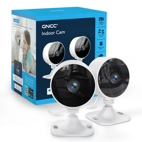 GNCC 2.4GHz Indoor Security Camera for Home, 1080P Baby & Pet Cam, White-2P