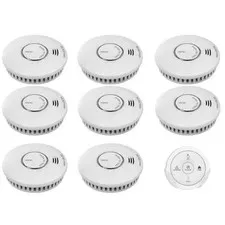 8x Wireless Interconnected Smoke Alarms w Free Remote - 10 yr Battery - EASY DIY