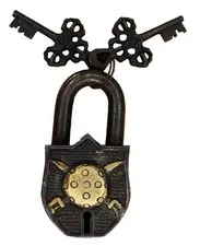 Handcrafted Brass Victorian Style Door Lock Sword and Shield Design Padlock