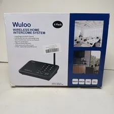 WULOO Wireless Home Intercom System 4 Pack Model W666-P4 Black
