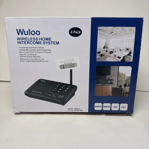 WULOO Wireless Home Intercom System 4 Pack Model W666-P4 Black