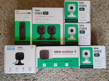 Blink Home Security System Lot Doorbell, Outdoor 4, 2 Blink Mini 2K, 4x Mini 2K