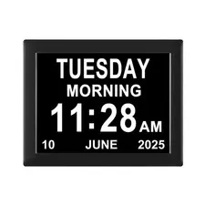 Jaihonda 8 Alarm Options Clock with Day and Date for Elderly,Level 10 Dimmabl...