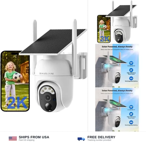 2K HD WiFi Cameras for Home Security, 360° PTZ, Color Night Vision | Free Clo...