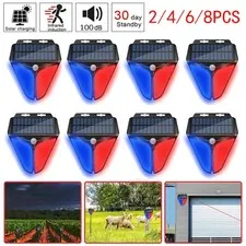 2-8X Solar Alarm Light Strobe Light Wireless Motion Sensor Detector Outdoor LED