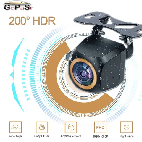 GcPaSr AHD 1920x1080P Car Rear View Camera 200° Fisheye Golden Lens Full HD Nigh