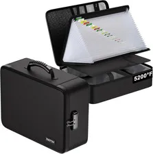 ENGPOW Fireproof Document Box with Lock,5200℉ Soft Case Fireproof Box with 25 Po