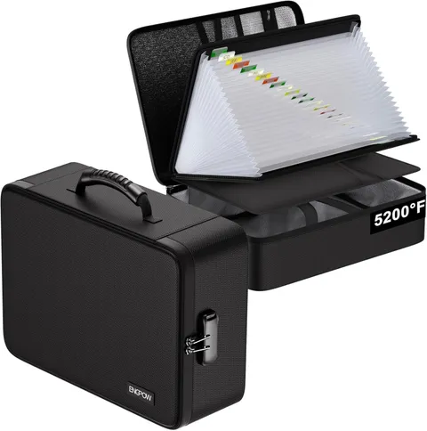 ENGPOW Fireproof Document Box with Lock,5200℉ Soft Case Fireproof Box with 25 Po
