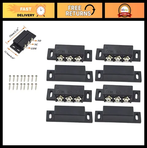 4 Sets Magnetic Reed Switches for Door & Window Security, NC NO Contact Alarm 5V