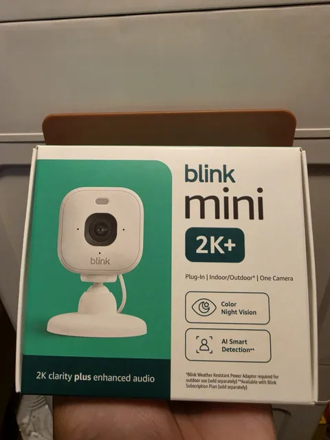 Blink Mini 2K+ Indoor Outdoor Plug-In Security Camera White Color Night Vision