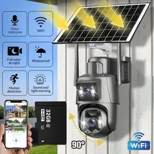 8MP Solar Power Camera 360° View Colors Night Vision WiFi Surveillance+32G Card