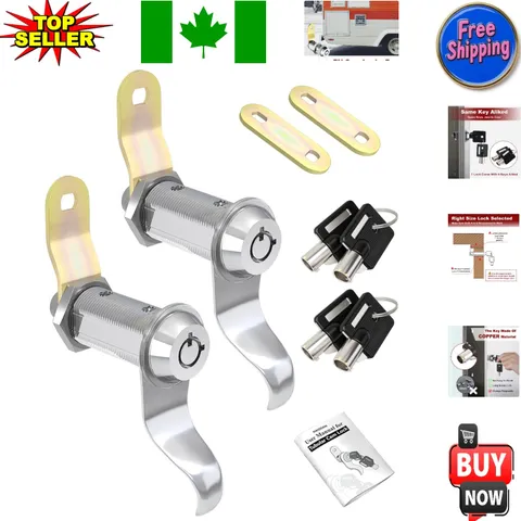 Easy Install 1 1/2 Inch RV Storage Locks - Pack of 2 with 4 Matching Keys