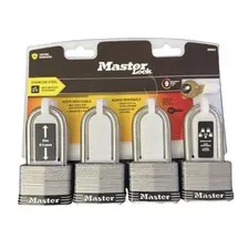Master Lock Stainless Outdoor Padlock & Key, 2 In. Wide, 2” In. Shackle 4 Pack