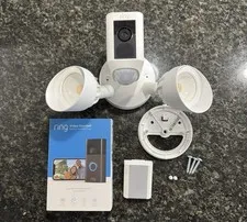 Ring Floodlight Cam Wired And Ring Doorbell + Chime Bundle
