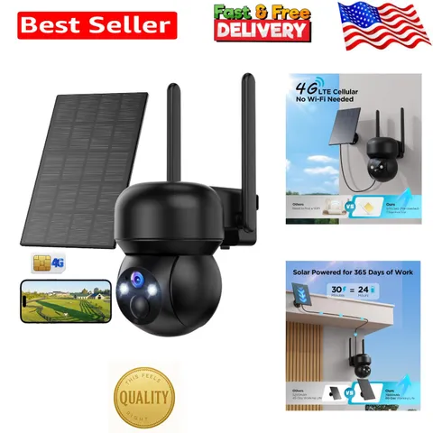 Wireless Solar Camera for Home Security: 4G LTE, Motion Alerts, Easy App Control