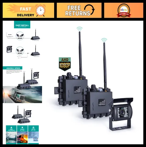 Digital Wireless Reversing System - 1080P HD Waterproof Camera, Transmitter & Re