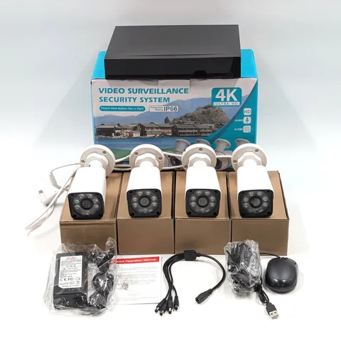 Unbranded 4K Video Surveillance 4-Camera Security System with Video Recording