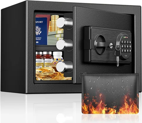 1.2 Cub Small Fireproof Safe Box for Home, Anti-Theft Security Home Safes Water 