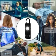 Self Defense Safety Alarm W/ Stroboscopic SOS LED Lights & Alarm Keychain