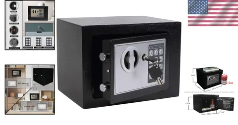Mini Electronic Safe Box with Anti-theft Alarm & Easy Access Keypad - Black