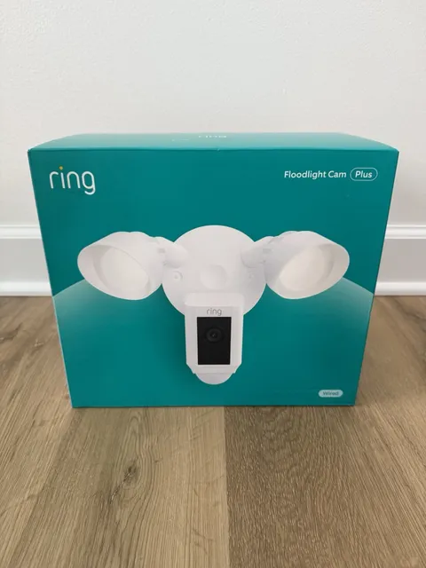 Ring Floodlight Wired Plus Security Camera w/ 2-Way Talk & Motion Track - White