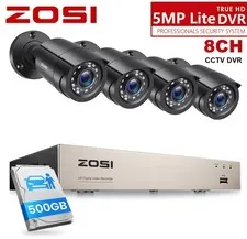 ZOSI 8CH 3K Lite DVR 2MP Security Camera System Human Vehicle Detect 500GB HDD