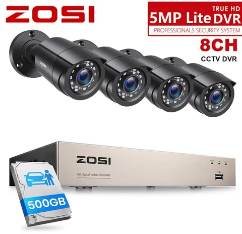 ZOSI 8CH 3K Lite DVR 2MP Security Camera System Human Vehicle Detect 500GB HDD