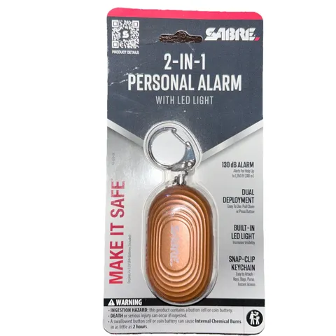 New Sealed Sabre 2-in-1 Personal Alarm Light Rose Gold With LED Light 130dB Dual