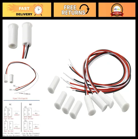 4 Sets Magnetic Reed Switch NC/NO Recessed Wired Door Window Alarm Sensors for S