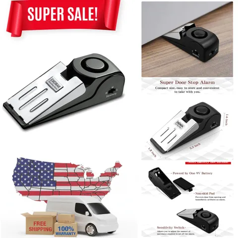 Portable 120DB Door Stop Alarm with Adjustable Sensitivity for Home Defense