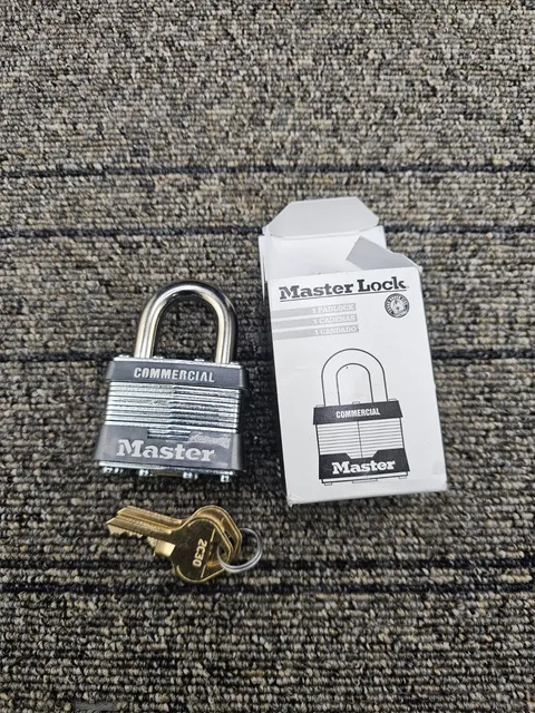 (QTY 2) Master Lock 1KAW1RSV: Commercial Keyed-Alike Laminated Steel Padlocks