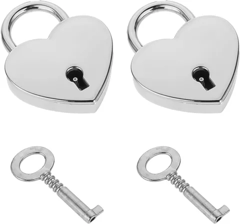 2 Pack Mini Heart Shaped Padlock with Key Silver Small Diary Jewelry Lock