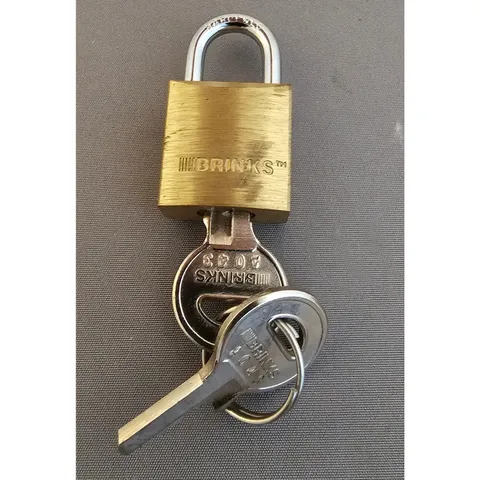 Vintage Brinks Hardened Miniature Luggage Padlock w/Keys - 1-3/8" x 3/4"- works