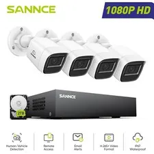 SANNCE 1080P Lite 8CH 5in1 DVR Outdoor Security Camera System AI Detection 2TB