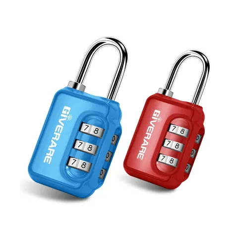 GIVERARE 2 Pack Combination Lock, 3-Digit Padlock Keyless, Resettable Luggage...
