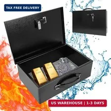 Fireproof Lock Box for Documents, Fire Resistant Safe Fire Safe Box with Dual Co