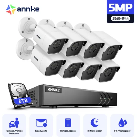 ANNKE 8CH 5in1 DVR 5MP Video CCTV Security Camera System Human Detection H.265+