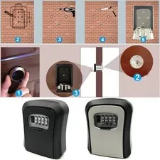 Key Safe Wall 115*95*40mm 4 Digit Aluminum Alloy Box Gray Lock Storage