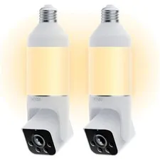 Telescoping Rod Pan & Tilt Lightbulb Security Camera 2 Pack