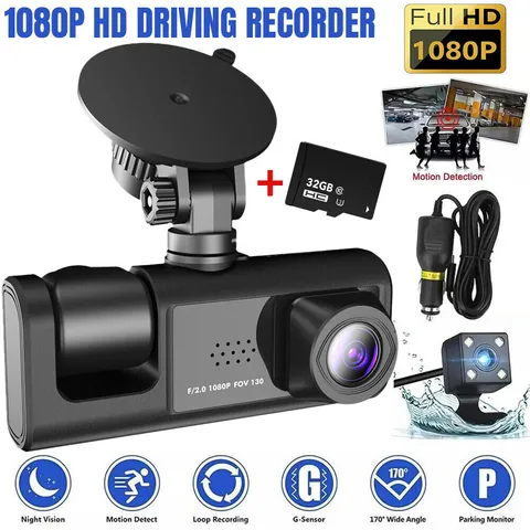 32GB Camara Dash De Coche Delantero Trasero Adentro Para Auto Carro Con G-sensor