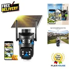 Outdoor 6K Solar Security Camera with 360° View, Two-Way Audio & Auto Tracking