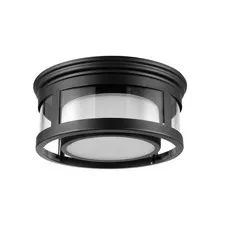 Globe Electric 44480 Brisbane 1-Light Outdoor Indoor Flush Black,