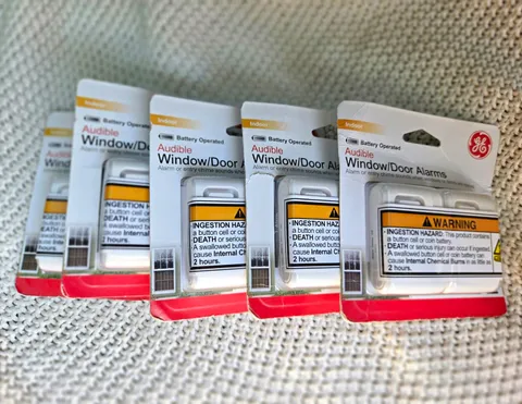 Lot of 5 - GE 45115 Wireless Battery Window/Door Alarm, Indoor, White, 2 Packs