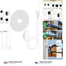 50Ft/15m Outdoor Power Adapter Compatible with Wyze Cam Pan V4, Solar/Duo Cam...