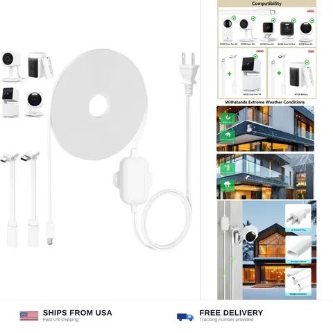 50Ft/15m Outdoor Power Adapter Compatible with Wyze Cam Pan V4, Solar/Duo Cam...