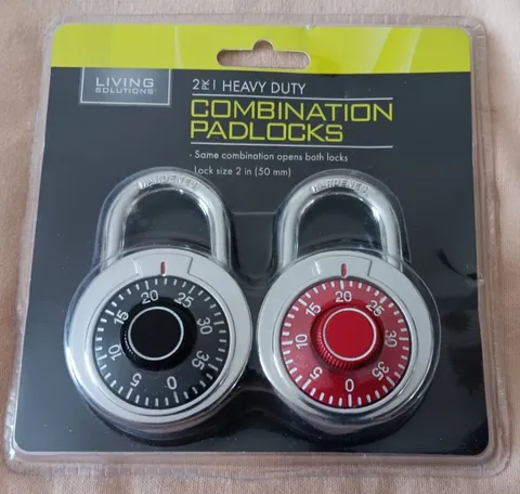 Combination Padlocks 2 Pack Heavy Duty 2 Inch 50 mm Red Black Living Solutions