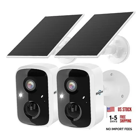 Solar Security Cameras Wireless Outdoor 2 Pack, Battery Powered 3K 2C90-White