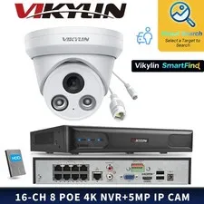 Vikylin MD SmartFind 8POE 16CH NVR Night Vision 5MP Security Camera Systems Lot