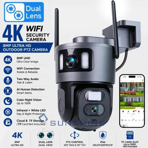 4K Camaras De Seguridad Wifi Exterior Inalambrica Con Vision Nocturna y Audio