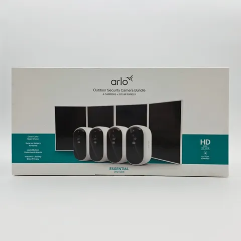 Arlo Essential 3rd Gen 4-Pack Camera Outdoor Security Bundle with Solar Panels
